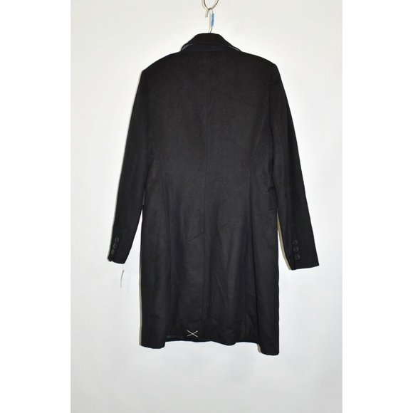 NEW $320 HALOGEN WOOL BLEND Notch Collar TAILORED TRENCH COAT WINTER BLACK - Picture 9 of 11